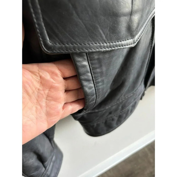 Marc Andrew Mens Long Sleeve Zip Up Motorcycle Leather Bomber Jacket Black Sz XL - Picture 4 of 16